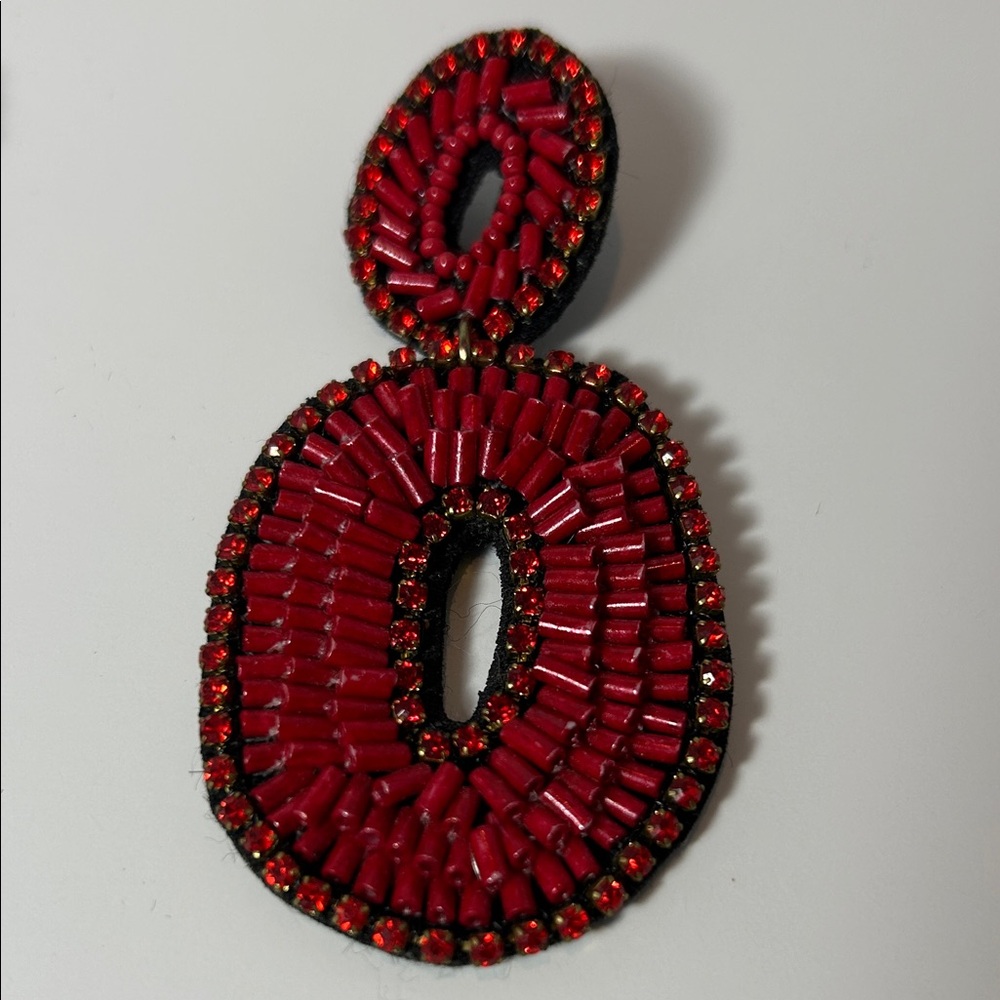 Elegant Red Beaded Earrings - Picture 9 of 11